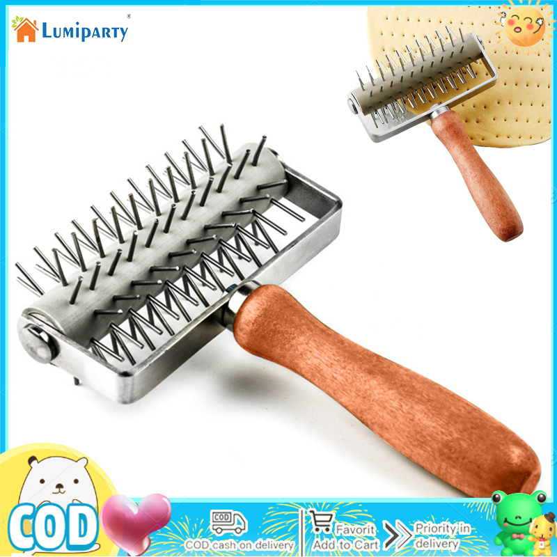 Pizza Docking Tool Pastry Roller With Stainless Steel Spikes Wood Handle Kitchen Pizza Making Accessories ราคา 267 บาท*ส่งฟรี