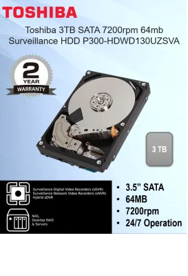 Toshiba 3.5 3TB 7200rpm 64MB HDD - P300 - Toshiba 3TB HDD Hard Disk Drive