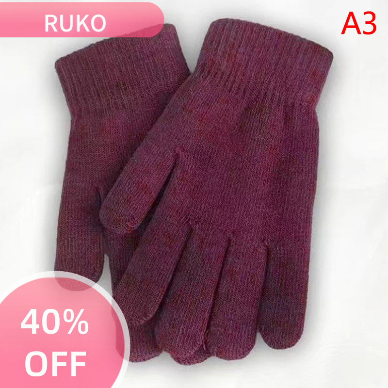RuKo Mùa Đông Mới Người Đàn Ông Phụ Nữ Cashmere Dệt Kim Găng Tay Mùa Thu Tay Ấm Hơn Dày Lót Đầy Đủ Ngón Găng Trượt Tuyết Găng Tay Cổ Tay Ngắn