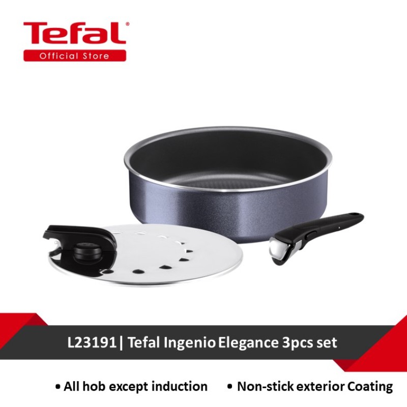 Tefal Ingenio Elegance 3pcs set (Sautepan 26cm+Glass Lid+Removable Handle) L23191 Singapore