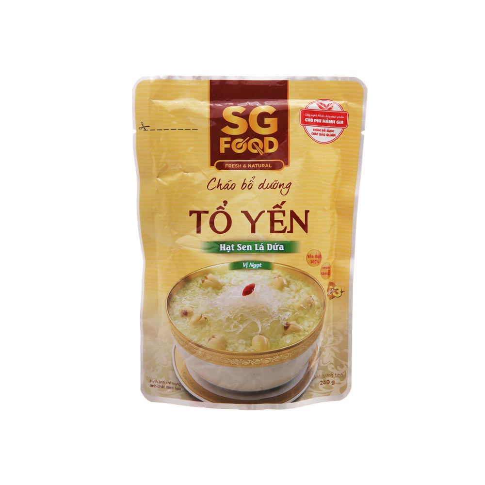 [Co.op Online] - Cháo bổ dưỡng SG Food tổ yến hạt sen lá dứa gói 240g