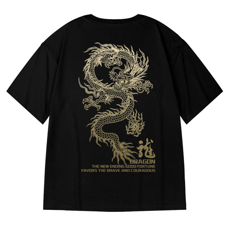 Tianliwei Dragon Áo thun tay ngắn cổ tròn cặp kiểu rộng áo phông dành cho nam và nữ