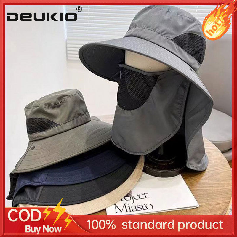 DEUKIO Bucket hat, UV protection hat for fishing, sun protection with large brim ราคา 165 บาท*ส่งฟรี