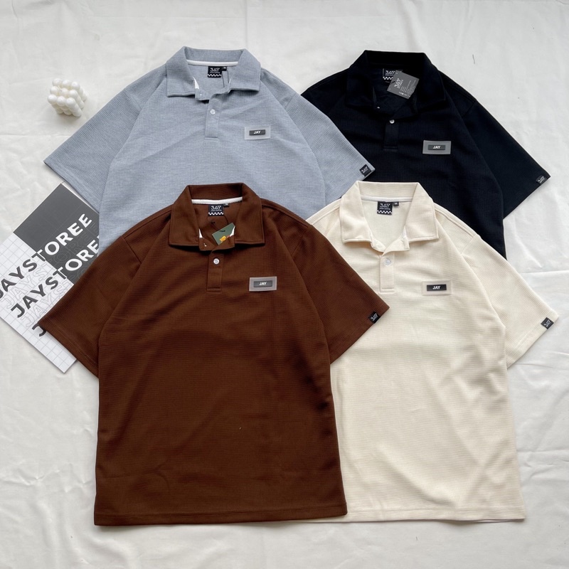Áo Thun Polo Unisex POLO J màu NÂU/ĐEN form rộng  Chất thun tổ ong form nam nữ unisex/Áo phông có cổ