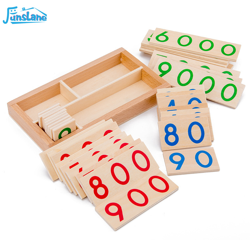 Funslane số bằng gỗ 1-9000 thẻ học toán công cụ hỗ trợ giảng dạy Đồ chơi giáo dục sớm quà tặng sinh nhật cho nam nữ