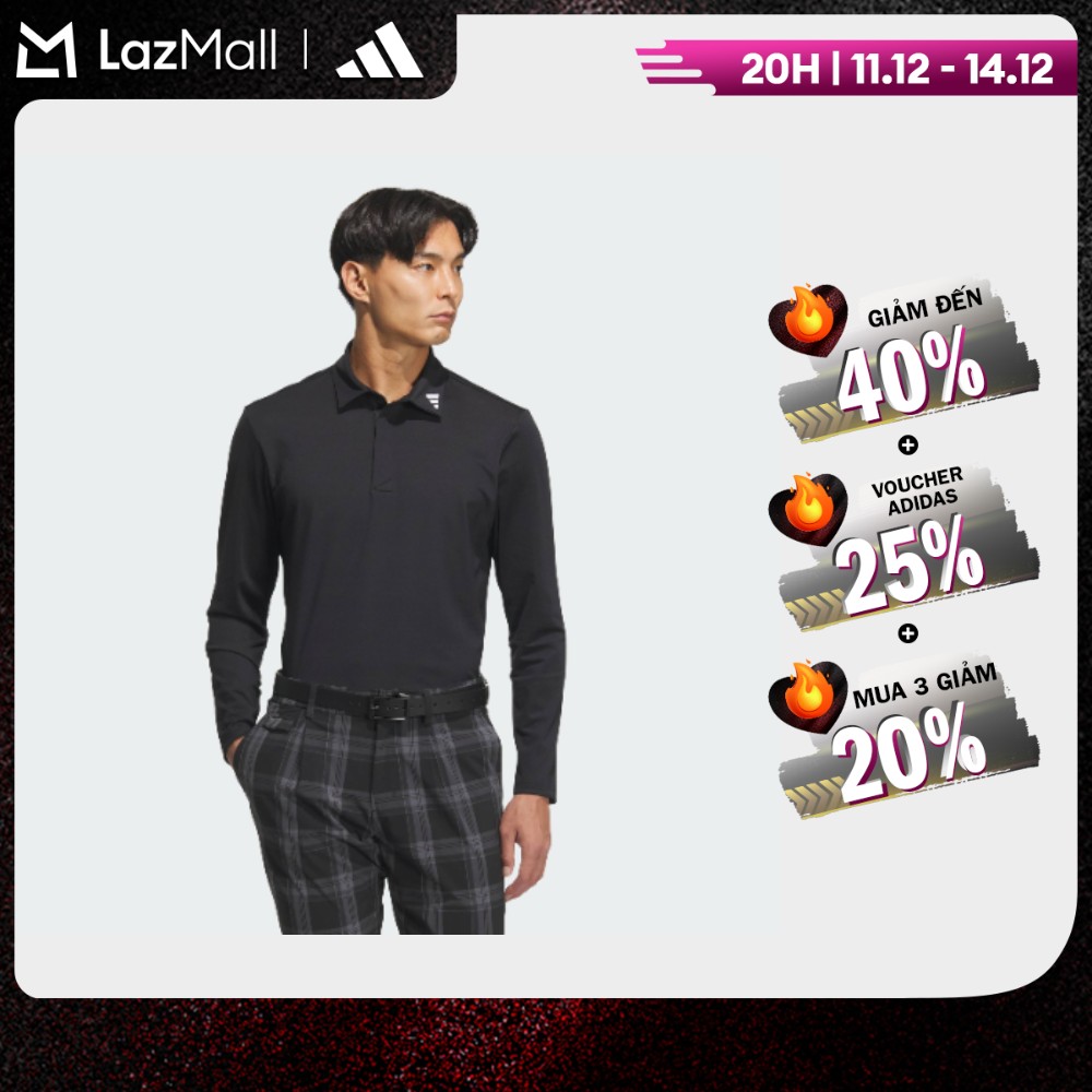   CHỈ 11H-14H 12.12-MUA 3 GIẢM 20%+VOUCHER 30%  adidas Đánh gôn Áo Polo Dài Tay Jacquard Nam Đen JN1238 