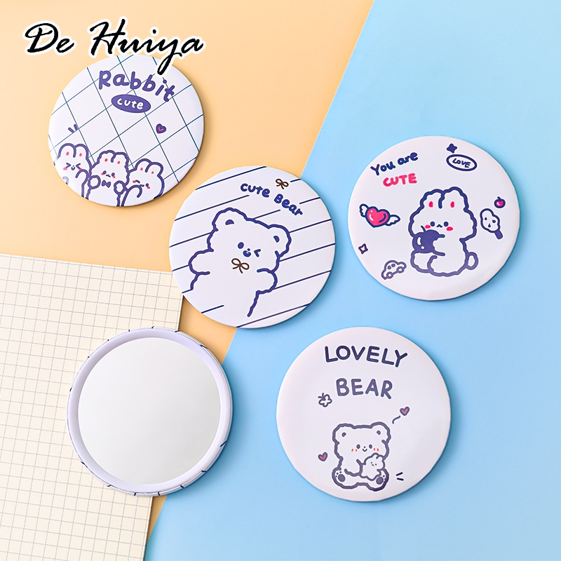 DEHUIYA [รหัส CLS2404A ลด30K ต่อ150K] กระจกแต่งหน้าดีไซน์เล็กลายการ์ตูนวงกลมน่ารัก ราคา 6 บาท*ส่งฟรี