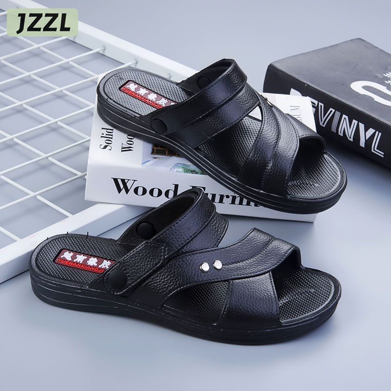 JZZL Rubber work sandals wear-resistant non-slip thick outdoor men's beach shoes platform slippers