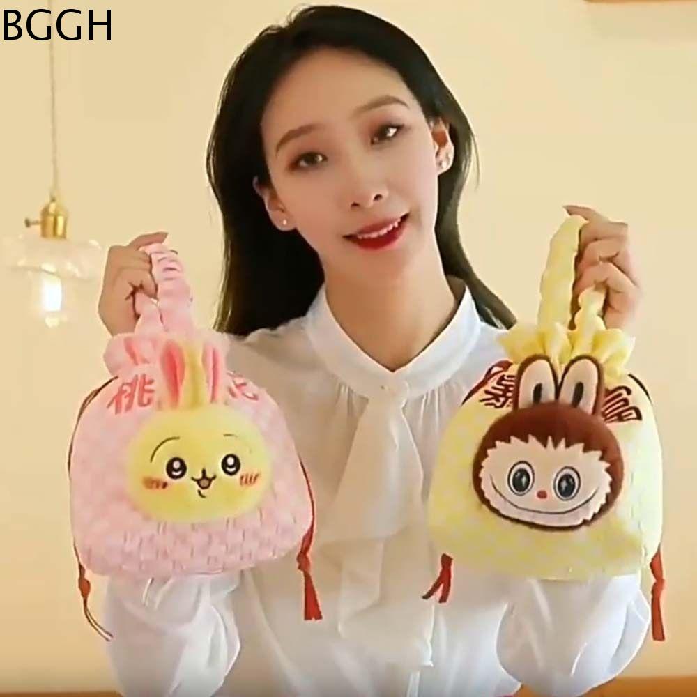 BGGH Bông PP Túi may mắn labubu Sức chứa lớn Dây Rút Túi bó hoạt hình Mềm Thiết bị ngoại vi Anime Túi đeo chéo Trẻ em