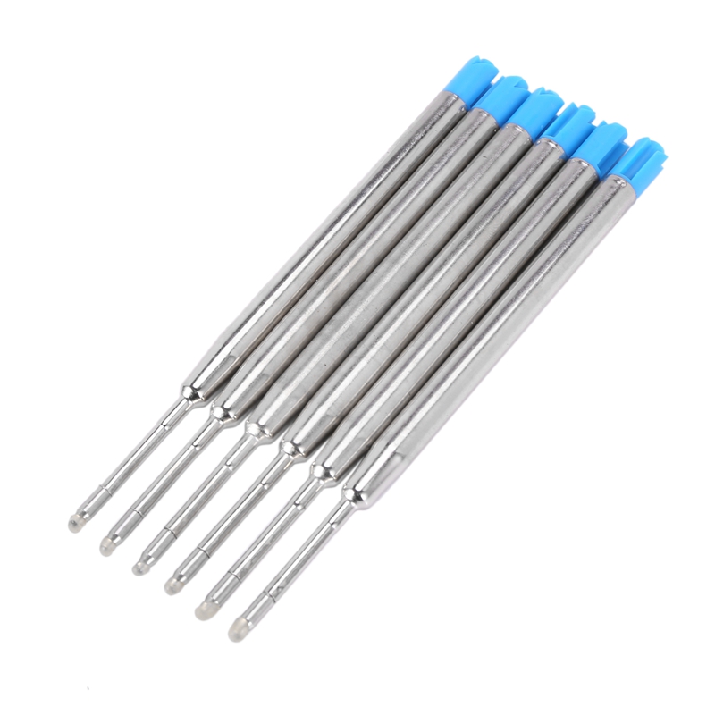 6 ballpoint pen refills 10 cm blue large refill refills