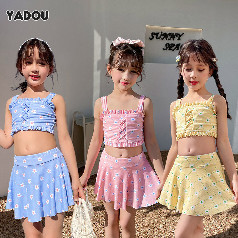 YADOU Children's swimsuit, cute swimsuit split two-piece set for girls, middle and large children，5-7 years old，125-135CM ราคา 221 บาท*ส่งฟรี