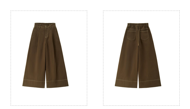 Giordano Women 100% Cotton wide leg ankle length pants Free Shipping 18424609 · v2
