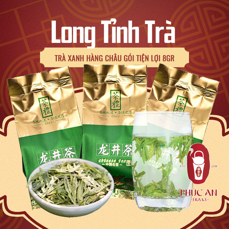 Trà Xanh Long Tỉnh Chiết Giang gói tiện lợi 8g Thanh Lọc Cơ Thể Chống Lão Hóa, Giảm Mỡ Máu, Giảm Cân
