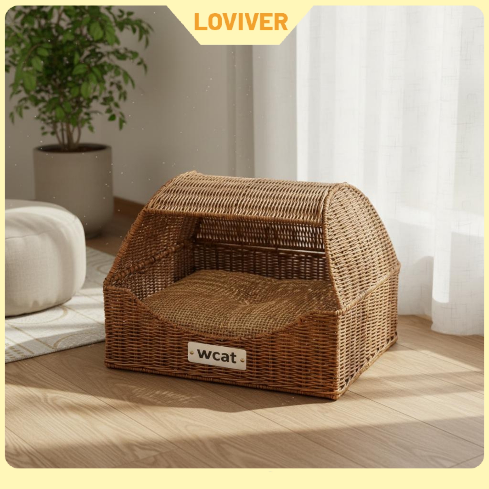 LOVIVER 2 Way Use Drawer Design Pet Bed Breathable Semi Enclosed Feline Bed Cozy Woven Pet Nest Easy to Clean for Cats ราคา 3,572 บาท*ส่งฟรี