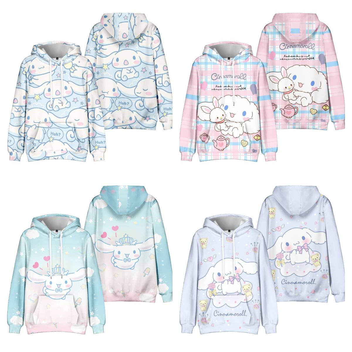 WANHONGYUE Cartoon Sweat à Capuche 3D Impirmé Hoodie Sweatshirt à Capuche Pull à Manches Longues pour Femme Fille, Couleur/10, 6XS