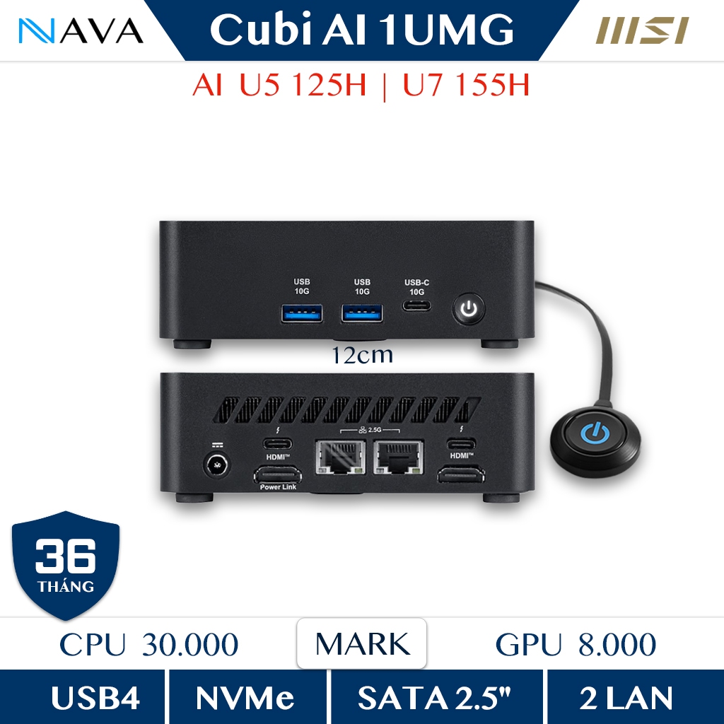 Mini PC Cubi NUC AI 1UMG B209,  AI Core U5 125H, U7 155H DDR5 nhỏ gọn mạnh mẽ hiệu năng cao