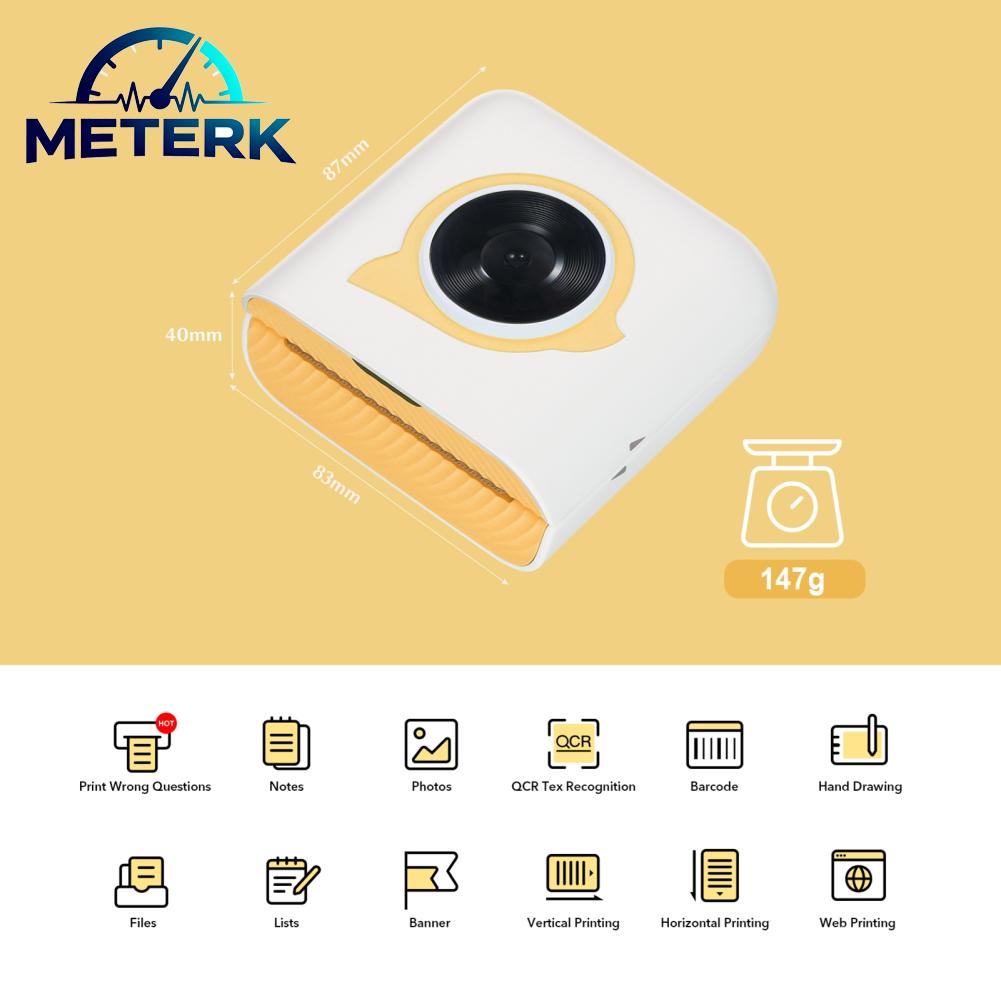 Meterk L8 เครื่องพิมพ์ความร้อนขนาดเล็กเครื่องทำฉลากพกพาแบบพกพาสำหรับรูปภาพ DIY Meno บันทึกการประชุมสมุดบันทึกแผนงาน 203DPI การเชื่อมต่อ BT ไร้สายพร้อมกระดาษ 1 ม้วน Organiation ของขวัญสำหรับเด็กการศึกษา ราคา 1,258 บาท*ส่งฟรี