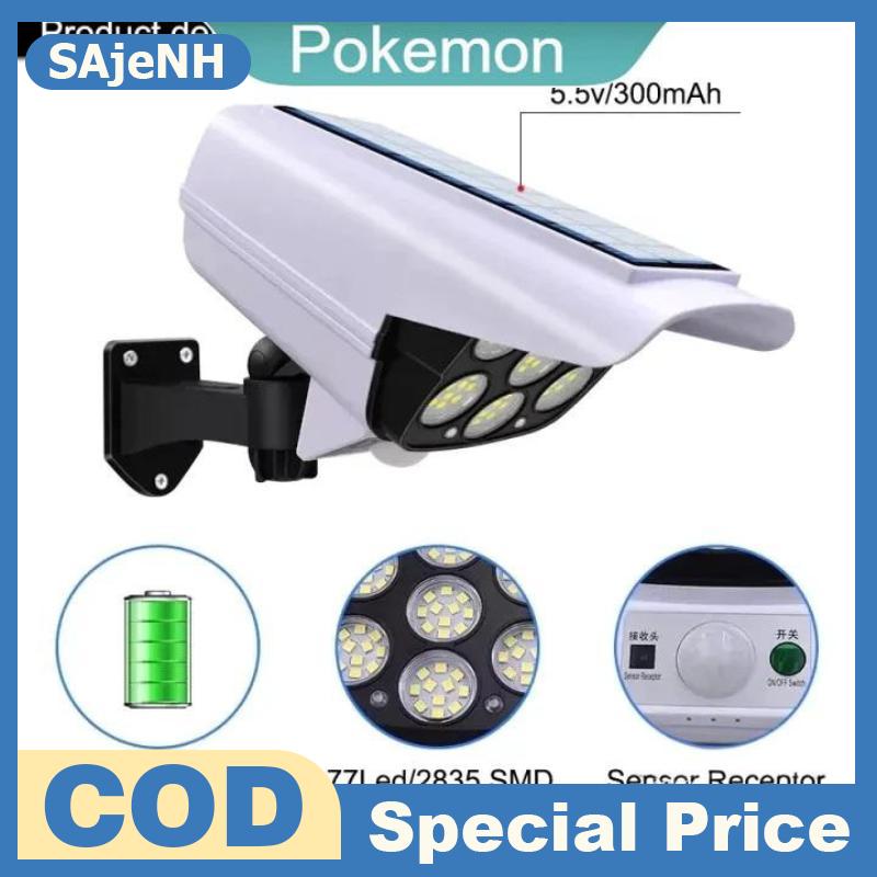 SAjeNH Solar Light Motion Sensor Security Dummy Camera With 77 Led Bright Illumination Ip66 Waterproof Solar Powered Outdoor Security Light
