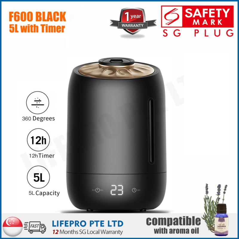 F600 5L ULTRASONIC AIR HUMIDIFIER/5L LARGE CAPACITY/AROMA DIFFUSER/SG Plug/ 12 Months SG Warranty Singapore