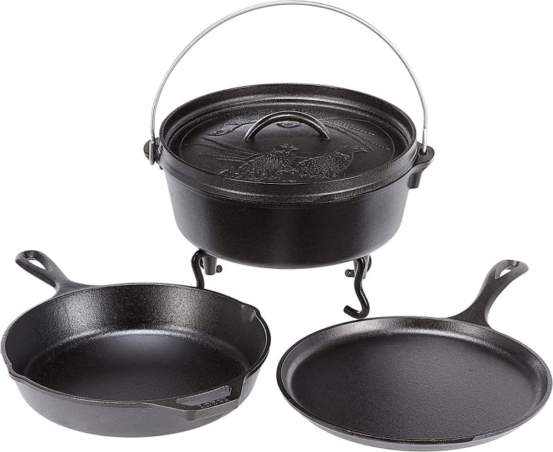 Lodge Wildlife Series 5 Piece Cast Iron Kitchen Cooking Frying Pan Frypan Fry Pan Skillet Pot griddle, skillet, Dutch oven, Dutch oven tool Set. MADE IN USA. Singapore