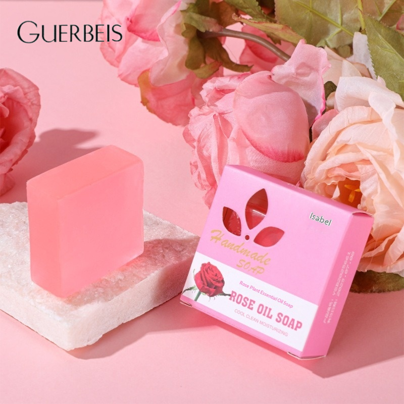 GUERBEIS Rose Oil Handmade Soap for Women - Natural Moisturizing & Long-Lasting Fragrance ราคา 16 บาท*ส่งฟรี