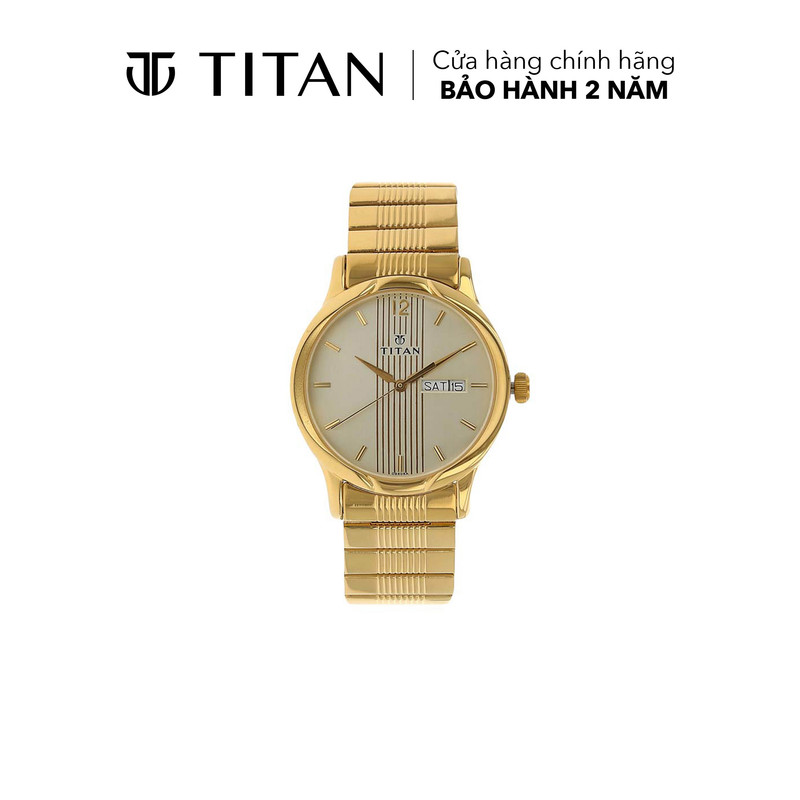 Đồng hồ nam TITAN Karishma dây hợp kim, mặt 35.3MM, dây màu vàng, 1580YM05