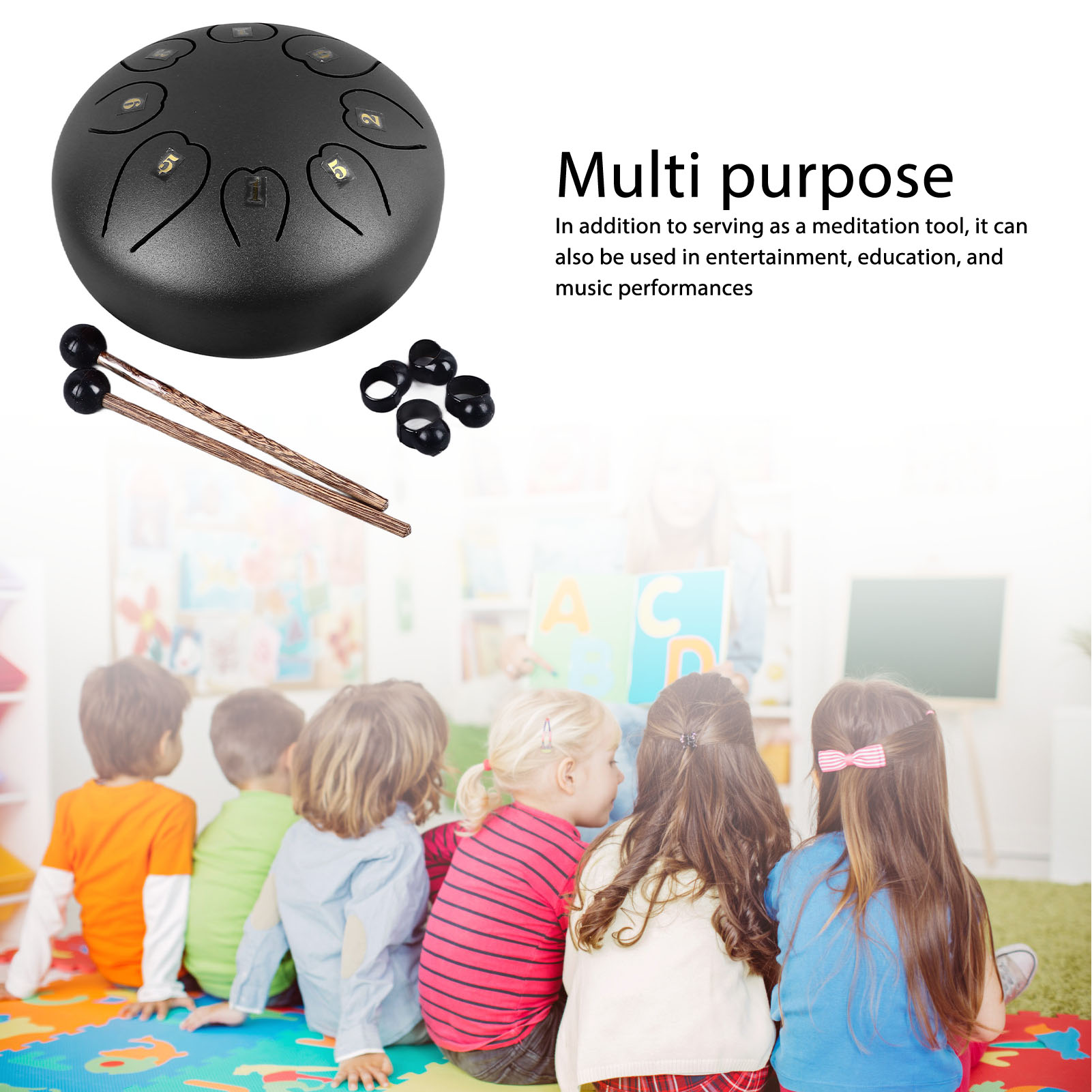 Trống miễn phí trống cộng hưởng lưỡi trống 6 inch 8 ghi chú cho Giáo Dục (màu vàng)
