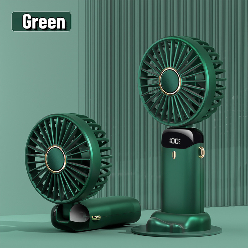 Quạt Cầm Tay Mini LAMJAD Gấp Gọn Sạc Tích Điện 5 Tốc Độ Gió  Tích Điện Màn Hình Điện TửHiển Thị % Pi