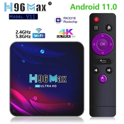 ZENTE 2021 NEW H96MAX V11 TV Box Android 11 4GB RAM 32GB 64GB ROM RK3318 2.4G&5.8GHZ WiFi Bluetooth Set Top Box H96 Max Support 4K 3D smart Media Player Set Top Box 2GB 16GB