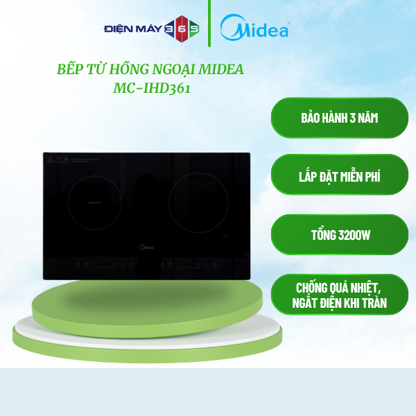 Bếp Điện Từ MIDEA MC-IDH361. Tổng 3200W, Bảo hành 36 tháng tại nhà - STM