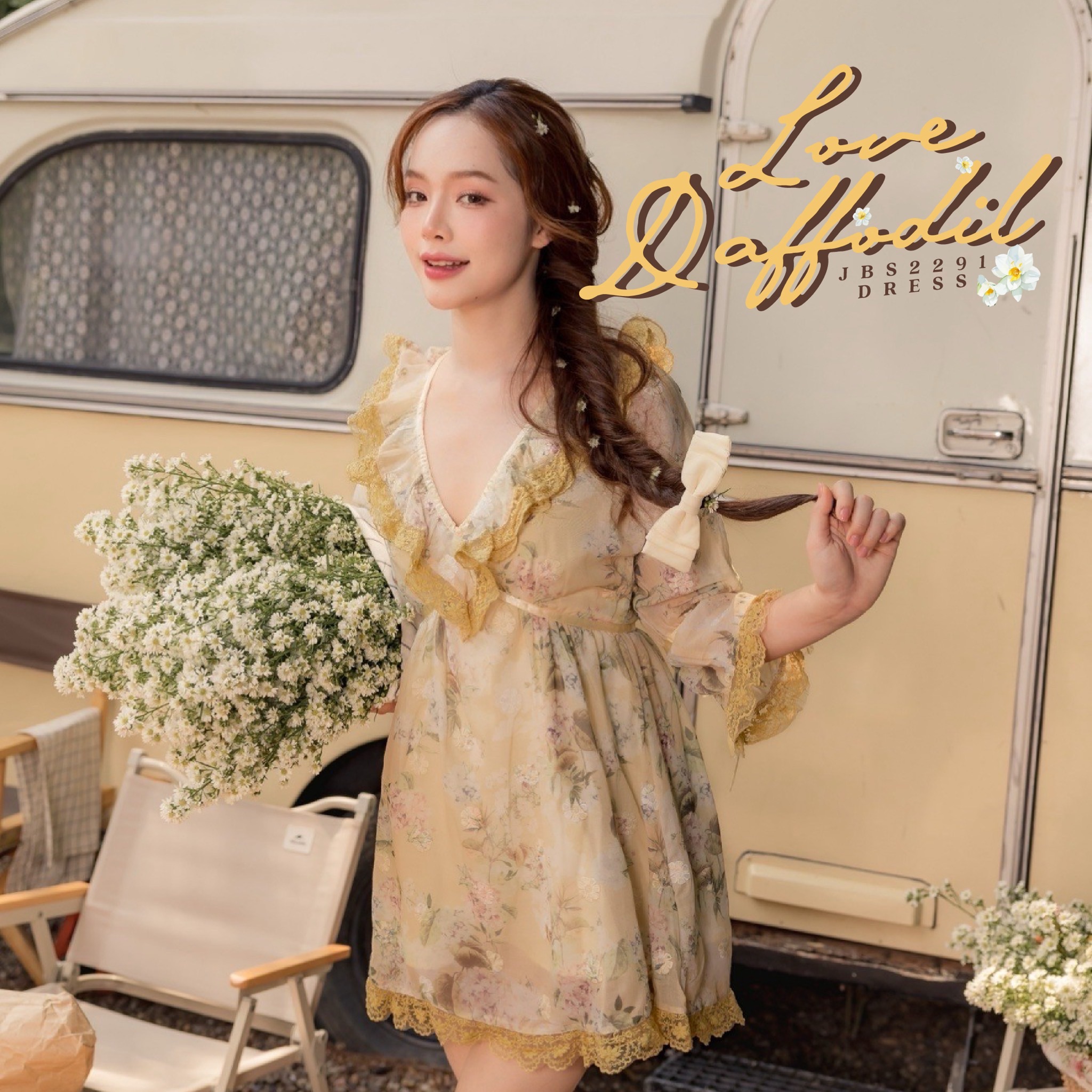 #JBS2291 Love in Daffodil Dress ราคา 890 บาท*ส่งฟรี