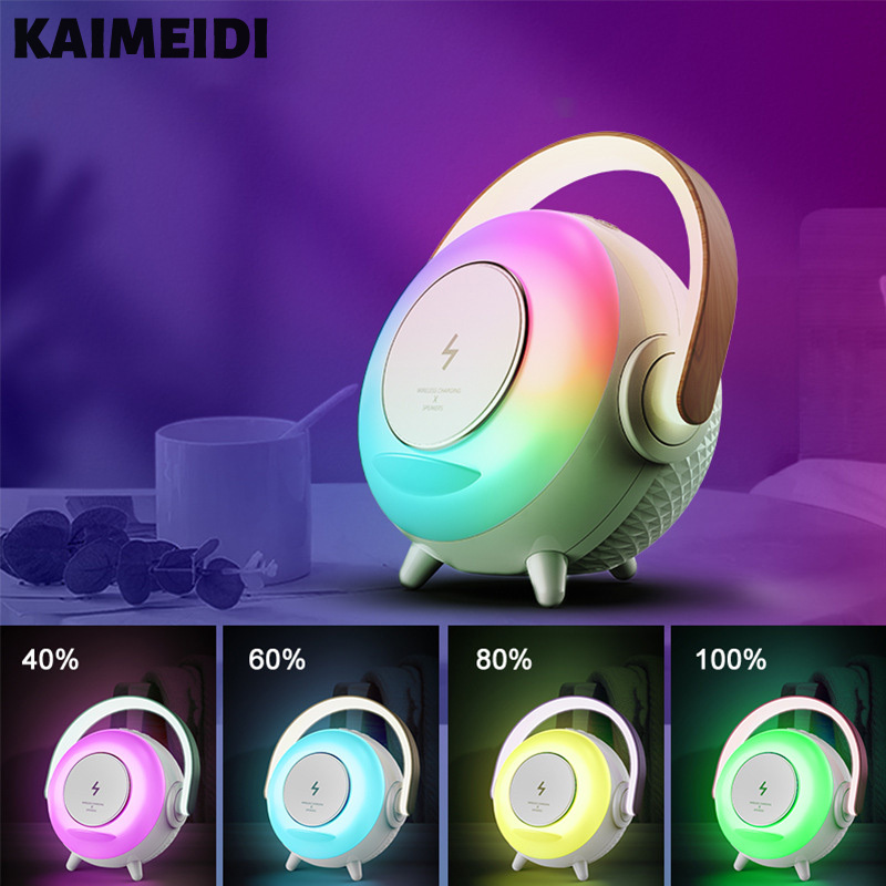 KAIMEIDI Loa Bluetooth với dây sạc ngoài trời di động đa chức năng loa RGB đèn ban đêm