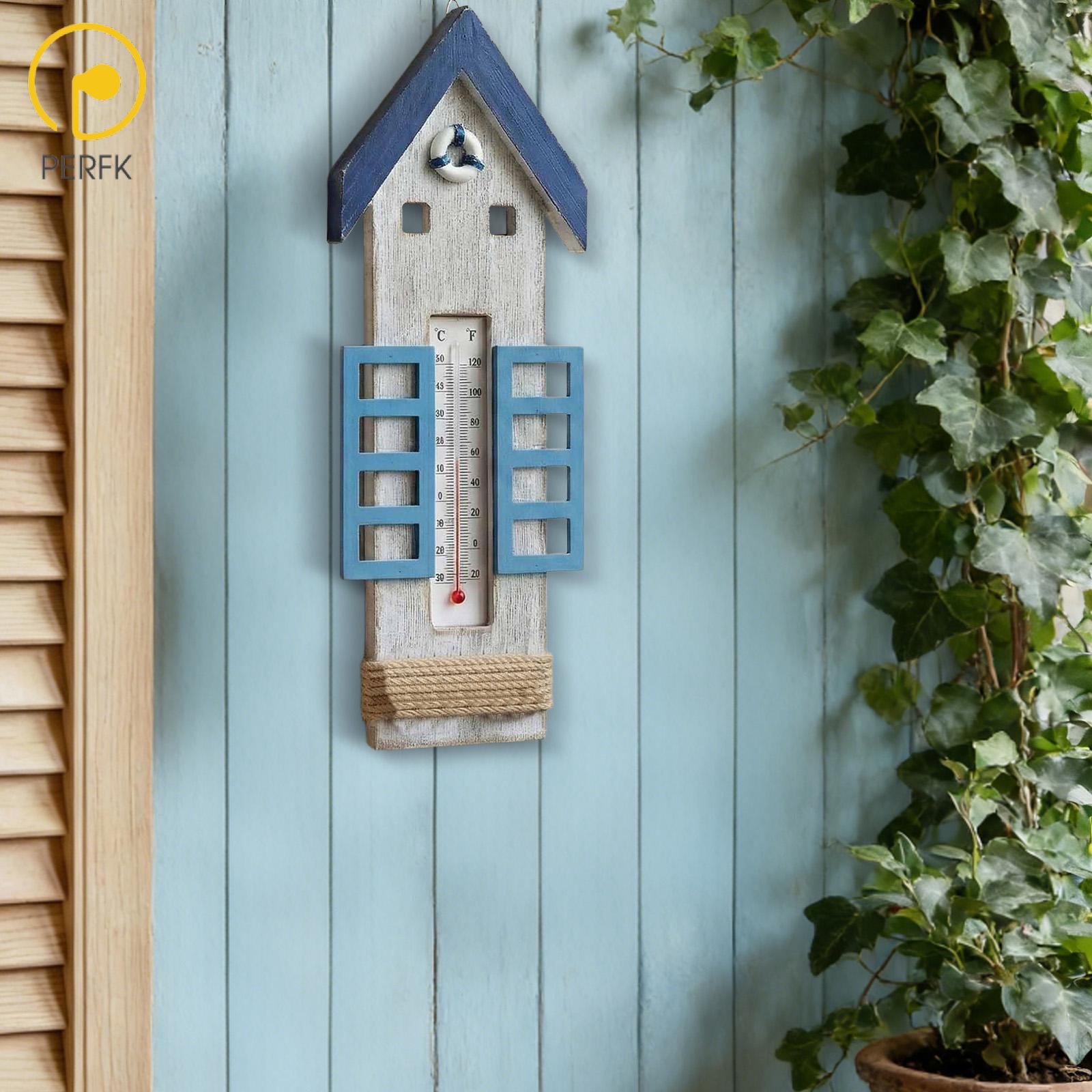 Perfk Wooden Wall Temperature Gauge Nautical Decor Creative Easy Read Hanging Thermometer for Lake Cabin School Classroom Nursery ราคา 182 บาท*ส่งฟรี