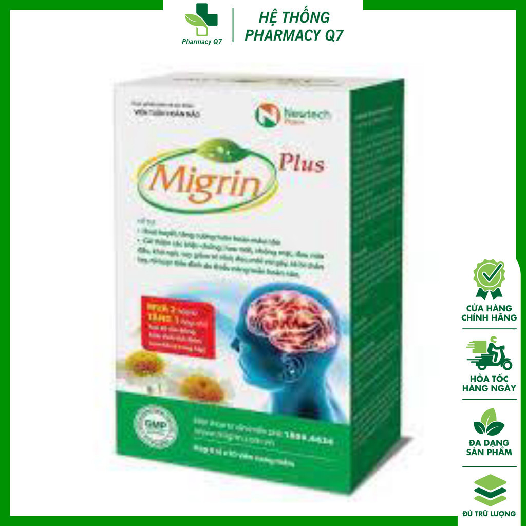 ( Hộp 60 Viên ) Migrin Plus hỗ trợ tăng cường tuần hoàn máu não tăng sức đề kháng cho cơ thể