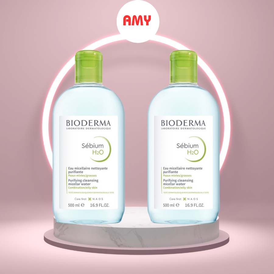 Nước Tẩy Trang Bioderma Sensibio H2O 500ml Màu Xanh Chính Hãng Cho Da Hỗn Hợp Thiên Dầu, Da Dầu Và Da Mụn