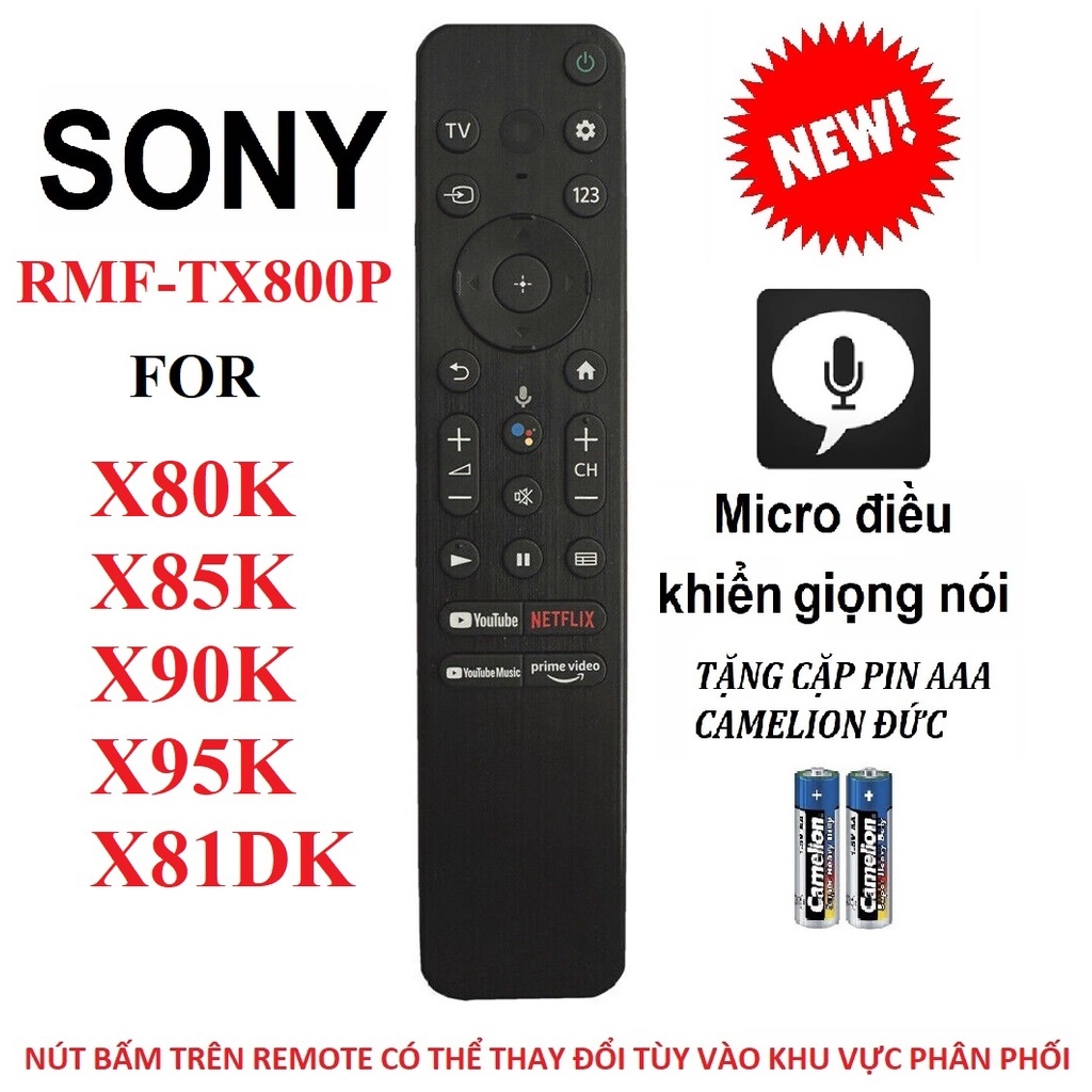 Remote Điều khiển tivi Sony giọng nói RMF TX800P - Hàng mới tặng kèm pin