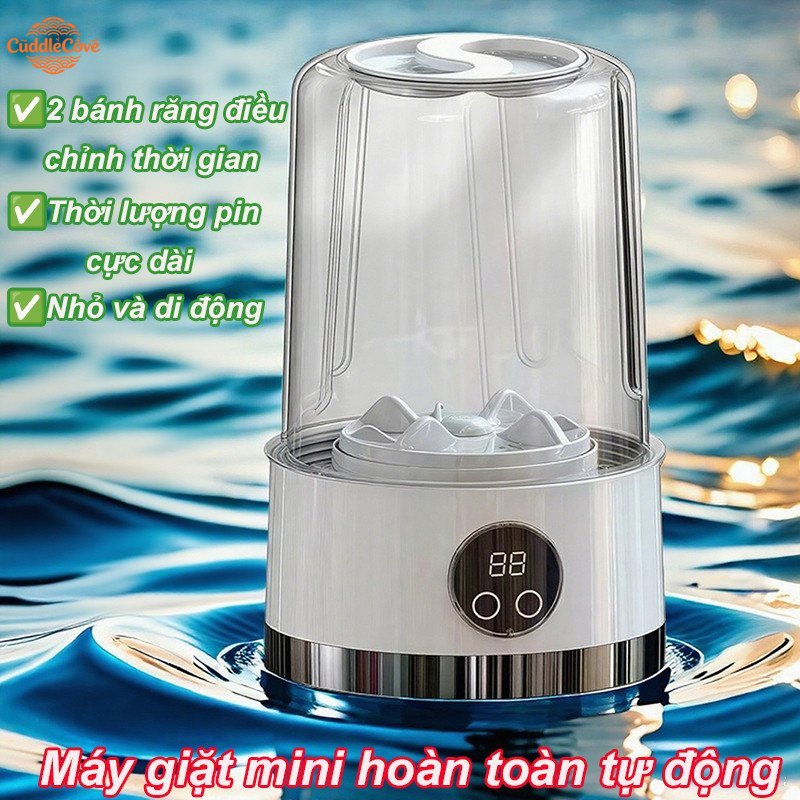 CuddleCove máy giặt mini xách tay giặt đồ em bé 2 chế độ bảo vệ vải xoáy mạnh khử khuẩn gấp gọn dùng gia đình du lịch
