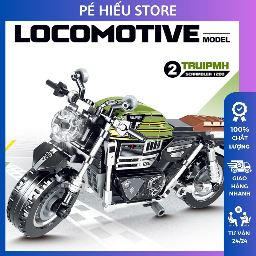 Mô hình đồ chơi lego lắp ráp xe phân khối lớn kawasaki truipmh cho bé tư duy sáng tạo