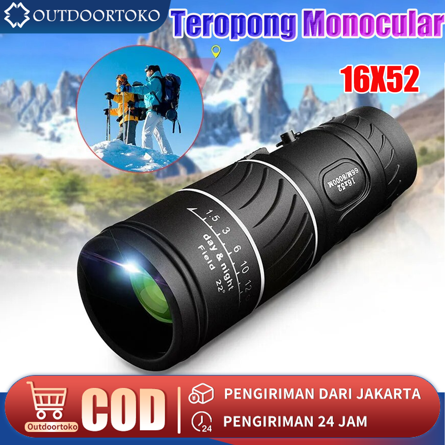 Long Distance Binoculars 10000 m Day and Night Original Taffsport Original Cheap / Long Distance Night Monocular Binoculars 66m 8000m Original Taffsport/Taffsport Prime Monocular Binoculars 16X52 Focus and Zoom Lens Adjustable Telescope/Monocular Long Dis Harga 38,950 rupiah*Gratis Ongkir