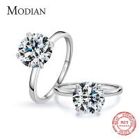 MODIAN 925 Sterling Silver Classic Luxury 3 Carat Simulated Diamond Rings For Women Wedding Engagement Statement Fine Jewelry