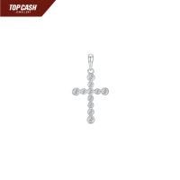 Top Cash Jewellery 10k Lab Grown Dots Line Cross Diamond Pendant