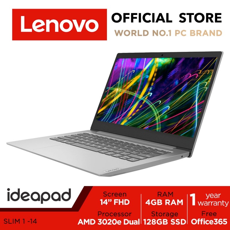 【Office 365】Lenovo ideapad 1i | 14inch FHD | AMD 3020e | 4GB RAM | 128GB | AMD Radeon Graphics | 1Y Lenovo warranty | Win10 | Free Office 365