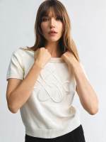 [Pomelo] Embroidered Knit Top - Cream