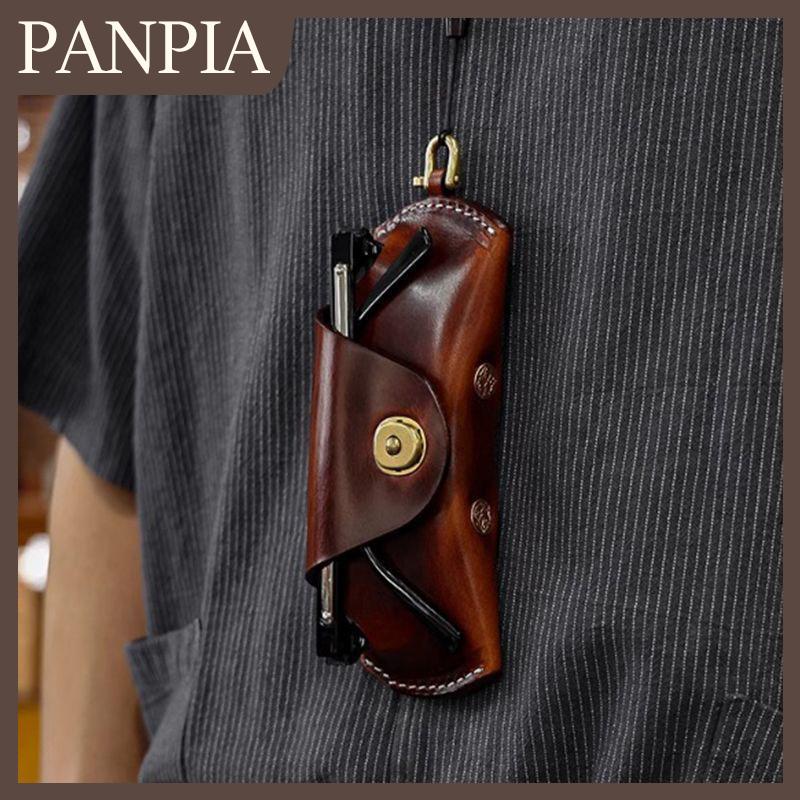 PANPIA Unisex Retro Treo PU Da Kính Túi Xách Tay Dây Buộc Treo Kính Mát Trường Hợp Đơn Giản Handmade Kính Lưu Trữ Hộp