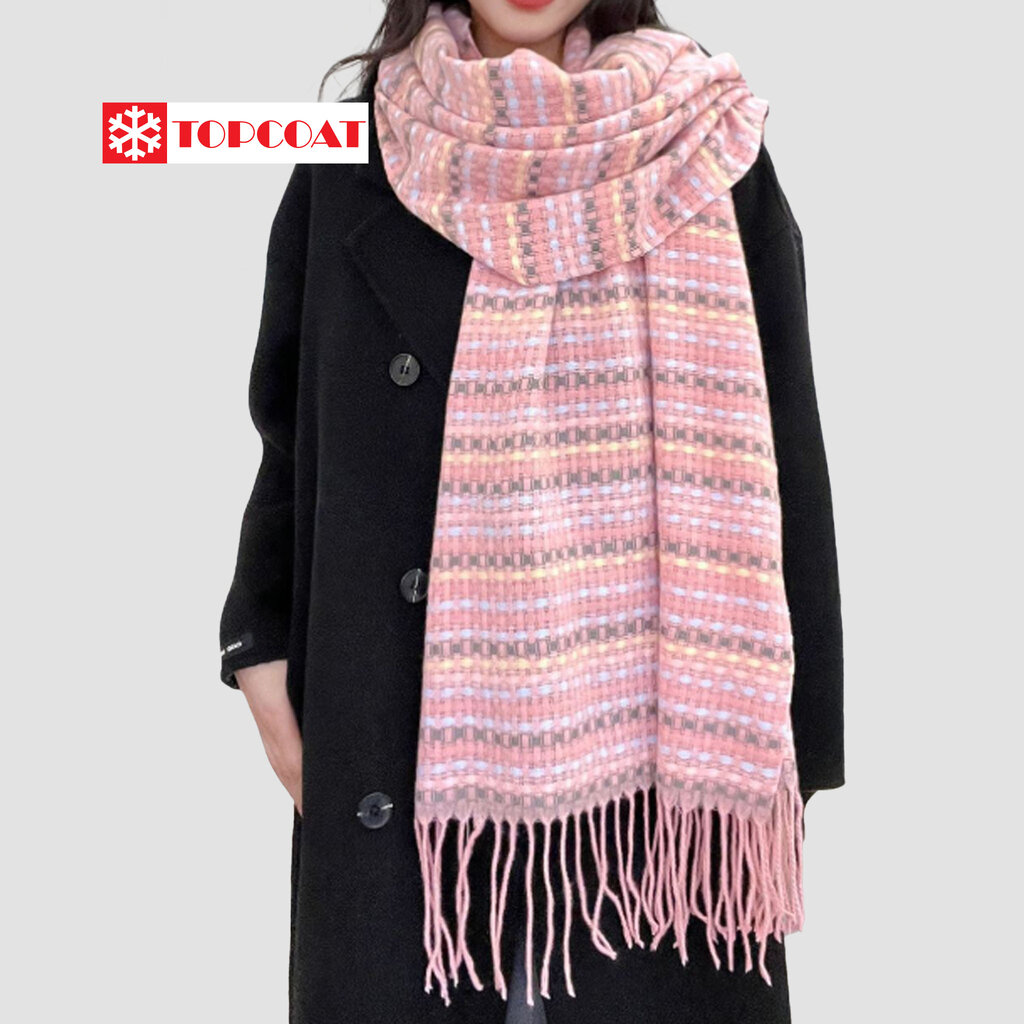 TOPCOAT ผ้าพันคอกันหนาวสีสันสดใส สวดลายแบบตาราง หน้ำหนักเบา (1 ผืน) Freesize ราคา 490 บาท*ส่งฟรี