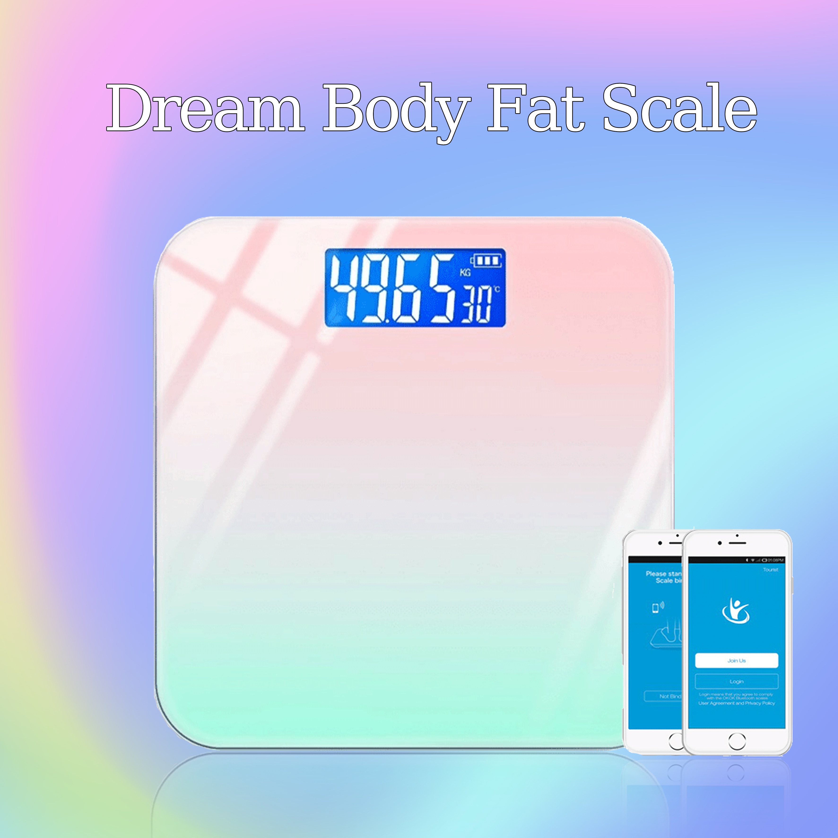 Phòng tắm Cân đo lượng mỡ cơ thể cân trọng lượng BMI sàn quy mô thông minh không dây Cân kỹ thuật số màn hình thành phần cơ thể nhà màu hồng tím