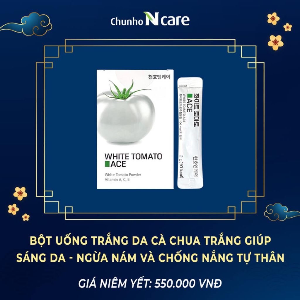 Bột Uống Trắng Da Cà Chua, Thạch nhɑu Thai Cừu trắng da Chunho Ncare