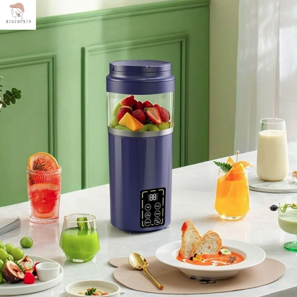 BIGCOUSIN Màn hình kỹ thuật số Cốc ép trái cây tự động Không dây Sạc USB Cốc ép trái cây Dễ dàng làm sạch Chống thấm nước Cốc xay trái cây Sinh tố