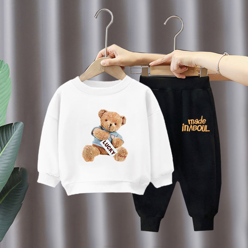 KON738 เสื้อกันหนาวกีฬาเด็ก สองชิ้น ชายและหญิง ชุดฤดูใบไม้ร่วง สไตล์ใหม่ เกาหลี ราคา 179 บาท*ส่งฟรี