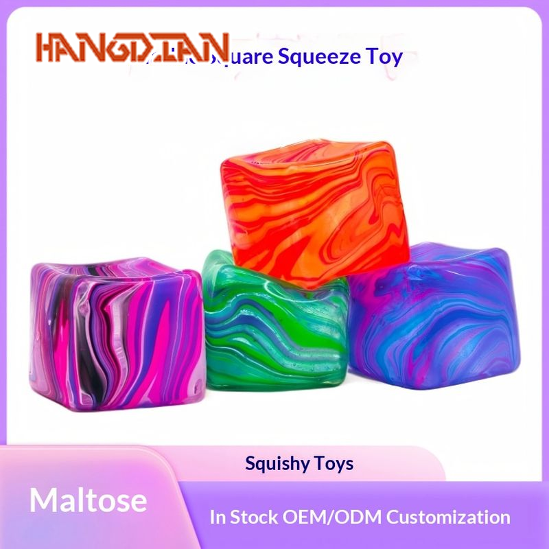 HANGDIAN Stress Relief Squishy Cube with Marble Pattern - Soft TPR Sensory Toy for Adults and Kids ราคา 58 บาท*ส่งฟรี